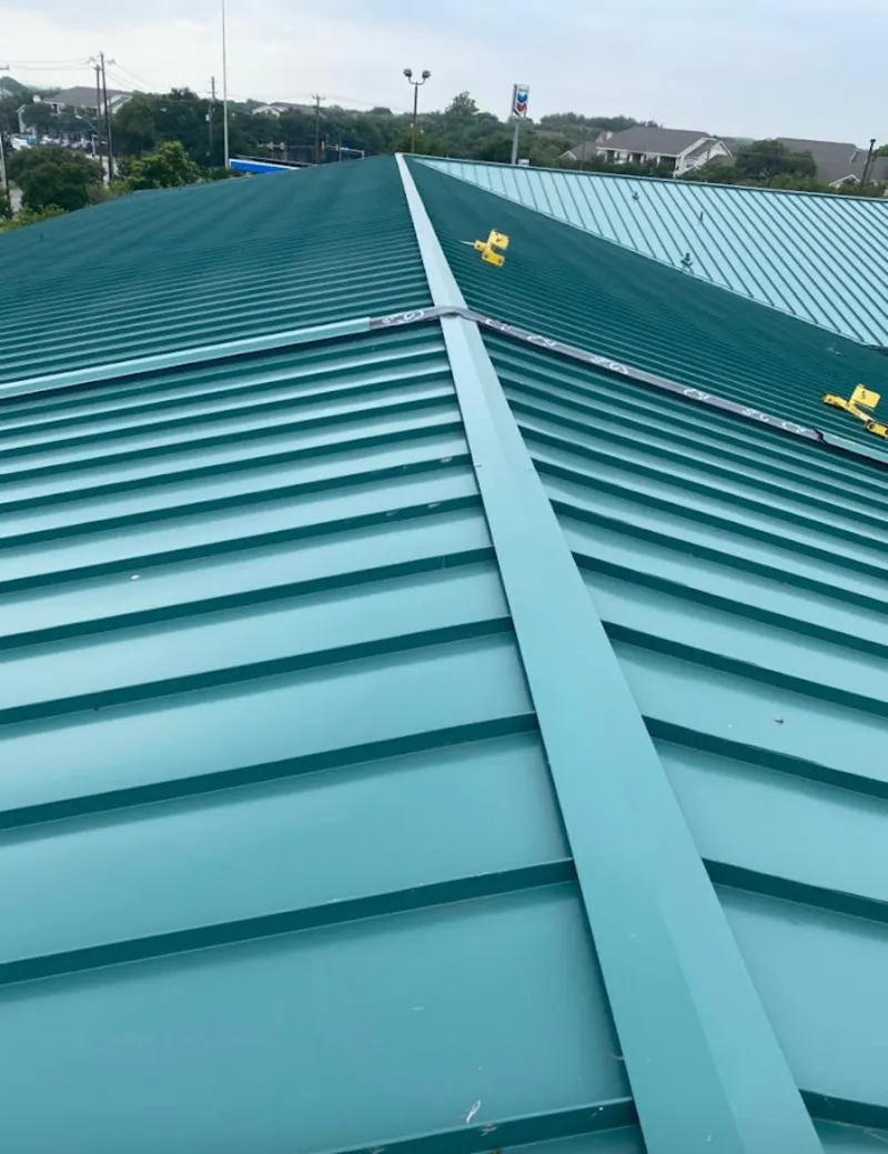 Green commercial metal roof ridge and valley for Metal Roof Repair in Rothschild